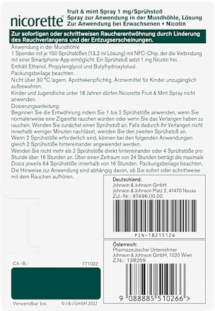 nicorette fruit & mint Spray 1 mg Nicotin/Sprühstoß nicorette