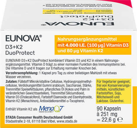 EUNOVA D3+K2 DuoProtect 4.000 I.E.Kapseln (2x90 St) EUNOVA