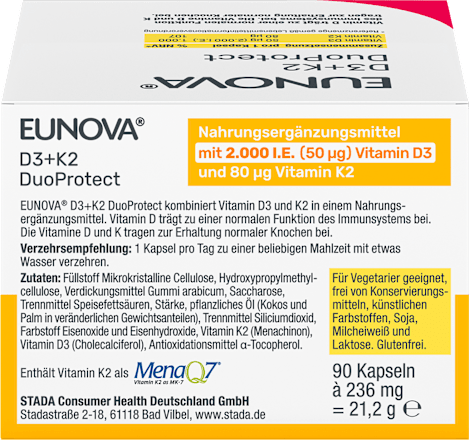 EUNOVA D3+K2 DuoProtect 2.000 I.E. Kapseln (2x90 St) EUNOVA