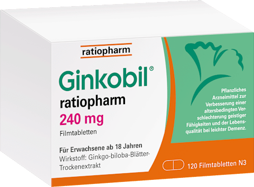 Ginkobil ratiopharm 240 mg Ginkgo-biloba-Blätter-Trockenextrakt Filmtabletten Ginkobil