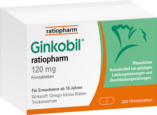 Ginkobil ratiopharm 120 mg Ginkgo-biloba-Blätter-Trockenextrakt Filmtabletten Ginkobil