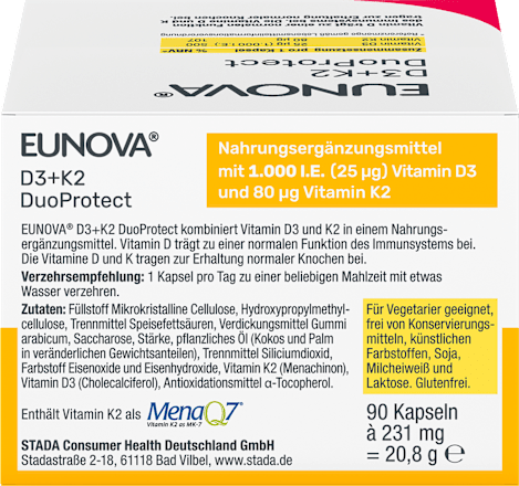 EUNOVA D3+K2 DuoProtect 1.000 I.E.Kapseln 90 St EUNOVA