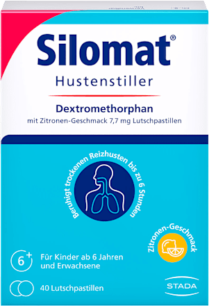 Silomat Hustenstiller Dextromethorphan mit Zitronen-Geschmack 7,7 mg Lutschpastillen Silomat