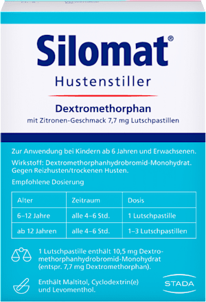 Silomat Hustenstiller Dextromethorphan mit Zitronen-Geschmack 7,7 mg Lutschpastillen Silomat