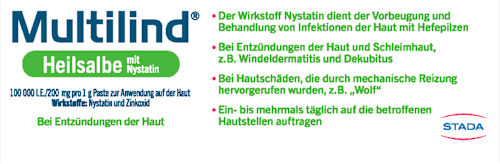 Multilind Heilsalbe mit Nystatin 100 000 I.E./200 mg pro 1 g Paste (2x50 g) STADA