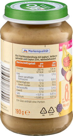 Frucht & Getreide Bircher Müsli Pflaume, Zimt ab dem 8. Monat dmBio