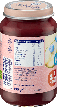 Borówki z brzoskwinią i gruszką od 5. miesiąca życia babylove