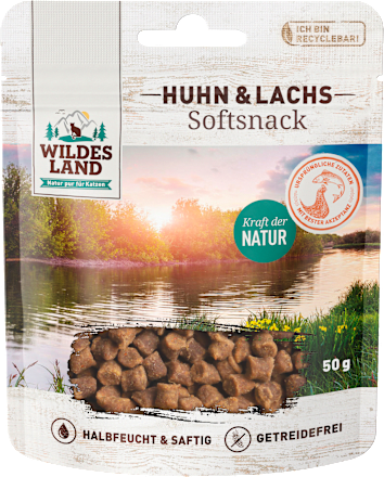 Katzenleckerli mit Huhn & Lachs, Softsnack  Wildes Land