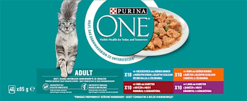 Nassfutter Katze Adult Huhn, Rind, Lamm, Fisch  PURINA ONE