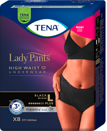 Lady pants visoki struk gaćice, crna - vel. L TENA