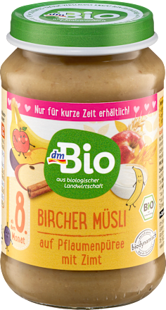Frucht & Getreide Bircher Müsli auf Pflaumenpüree mit Zimt ab dem 8. Monat dmBio