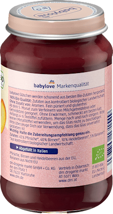 Früchte Heidelbeere in Pfirsich & Birne ab dem 5. Monat babylove