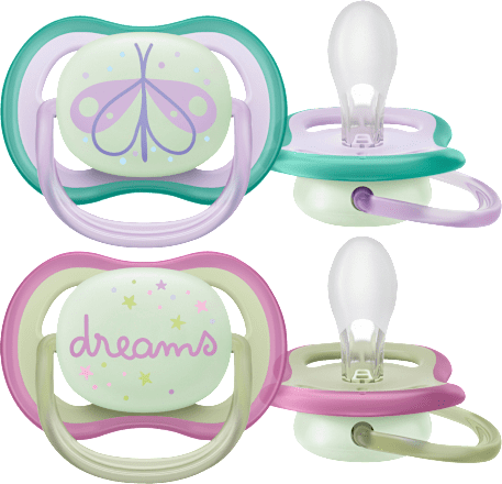 Schnuller ultra air Nighttime, grün/rosa,  0-6 Monate  PHILIPS AVENT