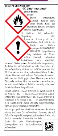 Lufterfrischer Minispray Touch & Fresh Winter Berries Nachfüllpack glade