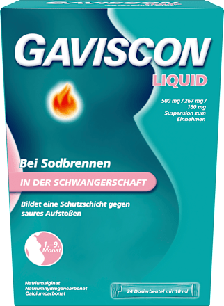 Gaviscon Liquid 500 mg / 267 mg / 160 mg Suspension zum Einnehmen Dosierbeutel 24x10ml GAVISCON
