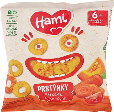 Prstienky s príchuťou mrky, paradajok a tekvice Hami