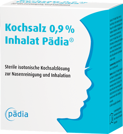 Kochsalz 0,9% Inhalat Pädia, Sterile isotonische Kochsalzlösung, Ampullen 20 x á 2,5 ml pädia