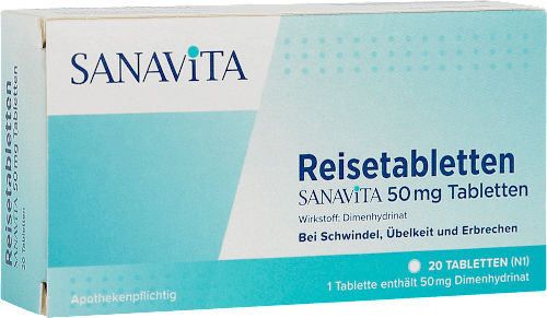 Reisetabletten SANAVITA 50 mg Dimenhydrinat Tabletten SANAVITA