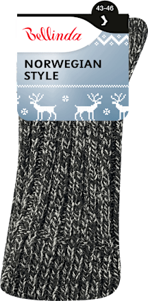 ponožky unisex Norwegian, černý melír, velikost 43-46 Bellinda