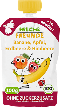 Quetschie Banane, Apfel, Erdbeere & Himbeere ab 6 Monaten  Freche Freunde