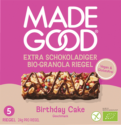 Müsliriegel Chocolate Drizzled Granola Birthday Cake Flavour (5x24g) Made Good