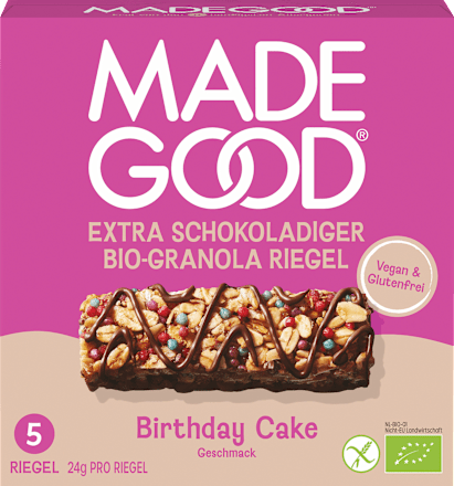 Müsliriegel Chocolate Drizzled Granola Birthday Cake Flavour (5x24g) Made Good