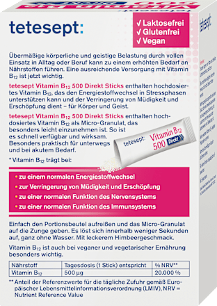 Vitamin B12 500µg Sticks 20 St tetesept