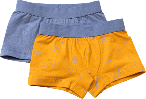 Boxershorts mit Weltall-Muster, gelb + blau, Gr. 122/128 ALANA
