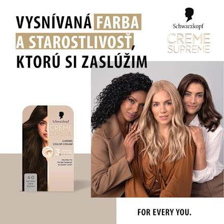 Farba na vlasy - 4-0 prirodzená hnedá Schwarzkopf CREME SUPREME