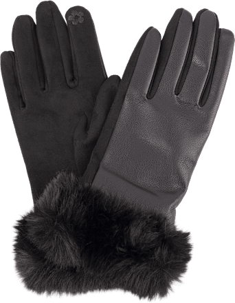 Zimske rukavice od umjetne kože s krznom – crne, 270 x 90 mm toplo & meko