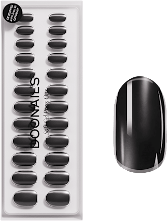 Künstliche Nägel Press Ons Medium Round Black Pearl Doonails