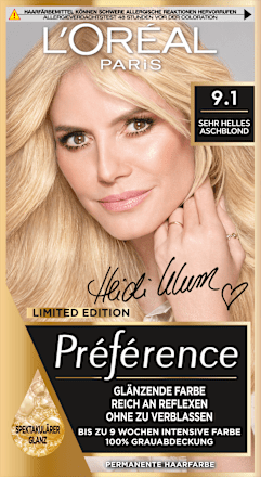 Permanente Haarfarbe - Nr. 9.1 Oslo Sehr Helles Aschblond L'ORÉAL PARiS PRÉFÉRENCE