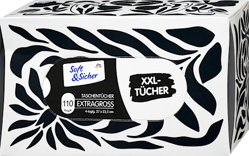 Papír zsebkendő XXL-méretű, dobozos, 4-rétegű, többféle Soft&Sicher