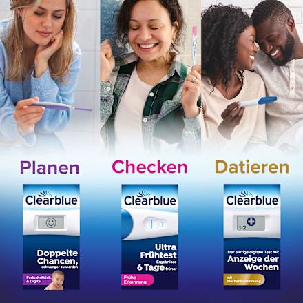 Schwangerschaftstest mit digitaler Anzeige der Woche Clearblue