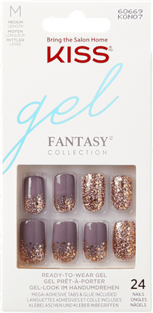 Gel Fantasy Glitter unghii false KRUSH HOUR MEDIUM SQUOVAL KISS