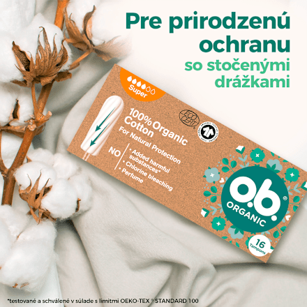 100 % Organic Cotton tampóny Super o.b.