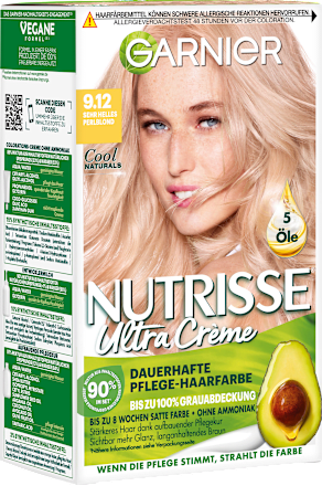 Haarfarbe Ultra Crème 9.12 Sehr Helles Perlblond GARNIER NUTRISSE