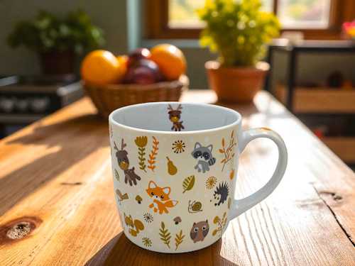 Kaffeebecher Herbstmotive, für Kinder, beige Dekorieren & Einrichten