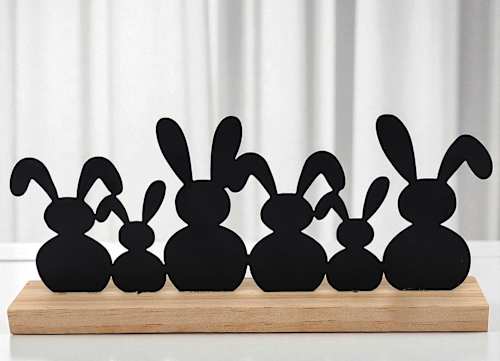 Metallaufsteller, Hasenreihe, schwarz-natur Dekorieren & Einrichten