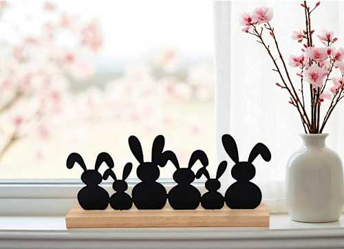 Metallaufsteller, Hasenreihe, schwarz-natur Dekorieren & Einrichten