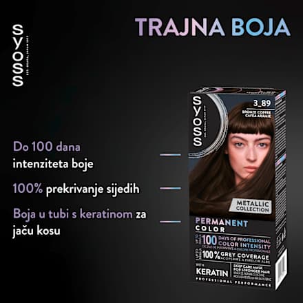 Vopsea de păr permanentă 3-89 Cafea Arămie syoss