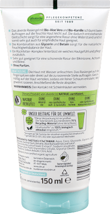 Női borotvagél, érzékeny bőrre, bio aloe verával és bio kamillával alverde NATURKOSMETIK