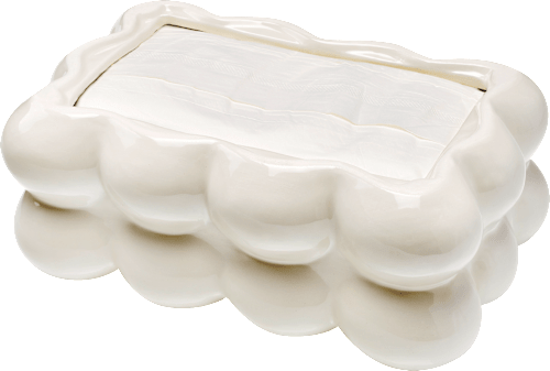 Taschentuchbox aus Keramik "Bubbles", weiß (25,7x16,2x10,7 cm) dm home