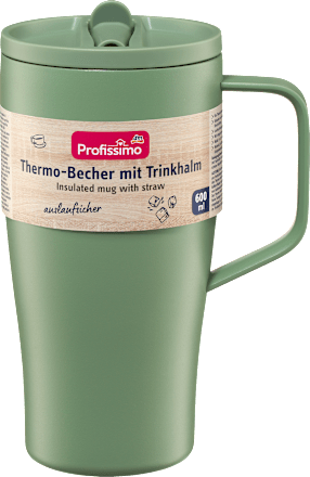 Thermo-Becher mit Trinkhalm sortiert Profissimo