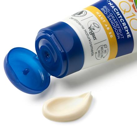 Q10 éjszakai arckrém bio grapefruittal és bio homoktövissel, 30 év feletti bőrre alverde NATURKOSMETIK