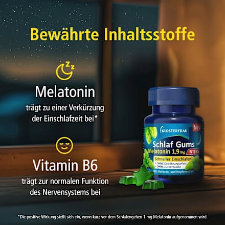 Schlaf Gums Intens Melatonin 1,9mg Klosterfrau