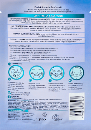 Gesichtsmaske Beauty Hyaluron Hydrogel Balea