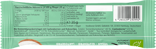 Nussriegel, "Coco Caramella" mit Cashews, Kokos, Meersalz & Vanille foodloose