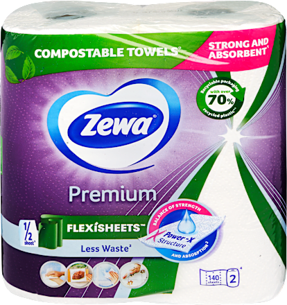 Prémium flexisheets papírtörlő, 2x70 lap, 2 rétegű ZEWA