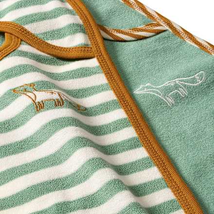 Lätzchen mit Fuchs-Applikation & Streifen, grün & braun ALANA